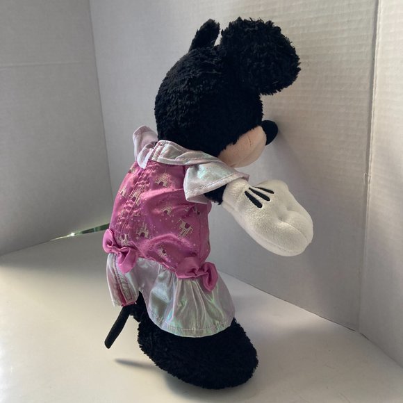 Vintage Disney Parks Minnie Mouse Plush Stuffed Animal Pink Castle Dress - Picture 10 of 16